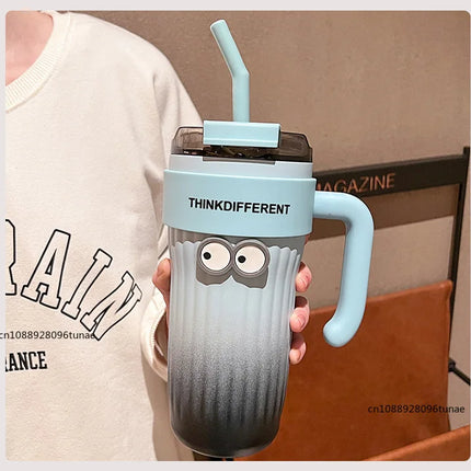 860ML Coffee Cup Outdoor Thermo Water Bottle With Straw Stainless Steel Tumbler Car Thermal Mug Keeps Cold and Heat Vacuum Flask