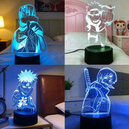 Anime Uzumaki Nar Ut O LED Night Light Toys Akatsuki Kakashi Hatake Kid Bedroom Nightlight Itachi Uchiha 3D Colors Lamp Decor