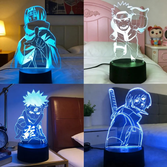 Anime Uzumaki Nar Ut O LED Night Light Toys Akatsuki Kakashi Hatake Kid Bedroom Nightlight Itachi Uchiha 3D Colors Lamp Decor