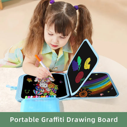 Children's drawing and writing blackboard book can be repeatedly wiped and used (12 color watercolor pen included)