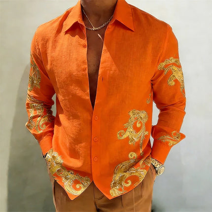 2026 Men's Linen HD 3D Printed Shirt Casual Long Sleeve Button Designer Shirt Hawaiian Outdoor Wedding Party Clothes for Men