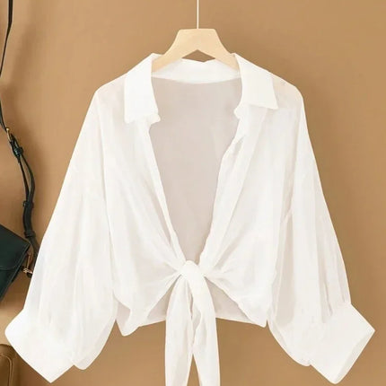 Plus Size Women Loose Casual Lightweight Shirts Long Sleeved Collared Tops Skin-friendly Elegant Clothing Fashion Blusa Feminina