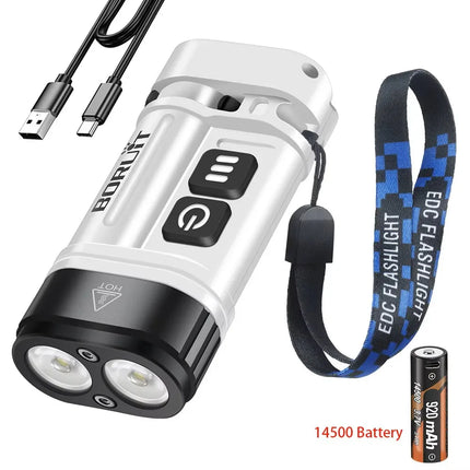 BORUiT U10 880LM EDC LED Flashlight Work Light 14500/AA Battery Torch with Magnet Clip Waterproof Camping Pocket Lantern
