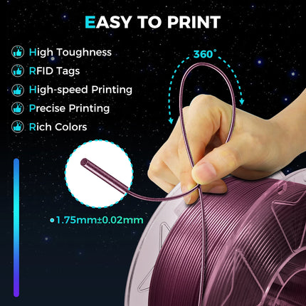 Original Creality Hyper PLA RFID Stardust Filament Multicolor Hyper PLA Starry 3D Filament 1KG 1.75mm for Most FDM 3D Printers