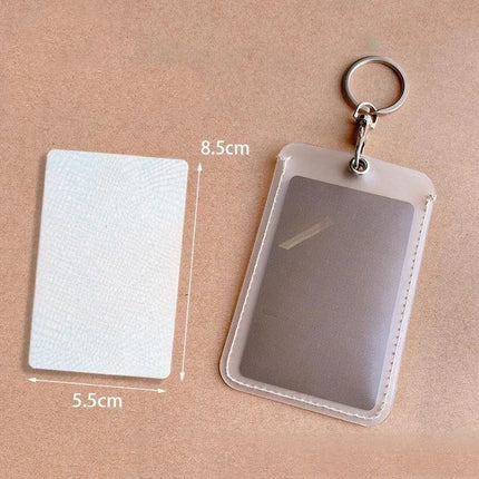 1-10pcs Keychain Card Holder Plastic Heavy Duty Badge Holder Vertical Clear ID Card Holder with Keyring