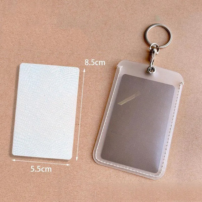 1-10pcs Keychain Card Holder Plastic Heavy Duty Badge Holder Vertical Clear ID Card Holder with Keyring