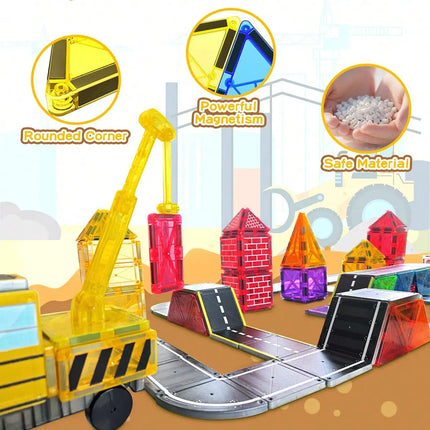 Magnetic Building Blocks Toys, Magnetic Tiles, Creative DIY Track Building Kit Construction Toys