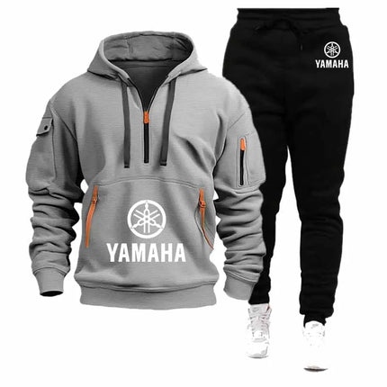 YAMAHA 2026 Spring Autumn Men's Half Zipper Hoodie Sweatshirt Casual Sports Pullover Harajuku Long-sleeved Loose Coat Windproof
