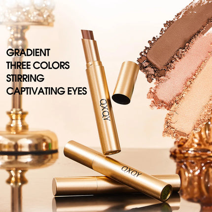 Three-Color Glitter Eyeshadow Stick Matte Long-Lasting Easy to Color Eye Makeup Stick for Effortless Look Enhancement