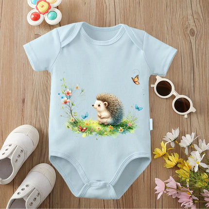100% Cotton Bodysuit Retro Hedgehog Likes Rainy Day Onesie Comfortable Cloths for Baby Jumpsuit for 0 To 12 Months Newborn