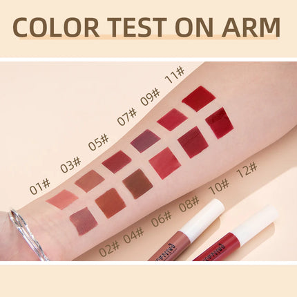 QIBEST Liquid Lipstick Waterproof Velvet Nude Matte Sexy Red Lip Gloss Long Lasting Nonstick Lip Stain Makeup 24 Colors Hots