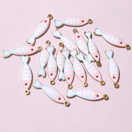 20pcs 18x5mm Stainless Steel Fish Enamel Charms Pendant Stainless Steel DIY Jewelry Making Accessories Findings