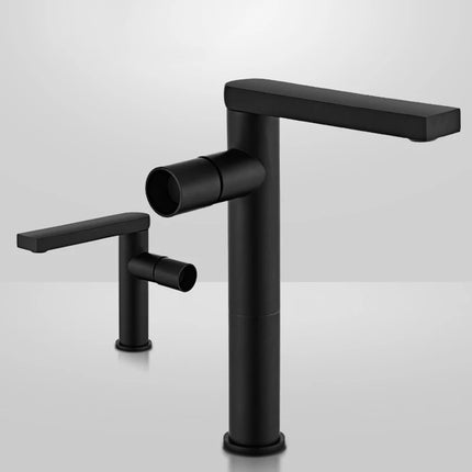 Modern Black Polished Bathroom Sink Faucet Deck Mount Single Hole Single Handle Basin Mixer Tap for Hot & Cold Water