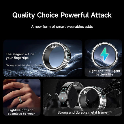 New Smart Ring SR08 LED Display Sleep Health Monitoring 5ATM Waterproof Charging Case Multi Sports Modes Ring For Men Women Gift