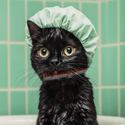 Funny Black Cat Bathroom Retro Mint Color Bathroom Toilet Bathtub Aesthetic Art Poster Canvas Painting Wall Pictures Home Decor
