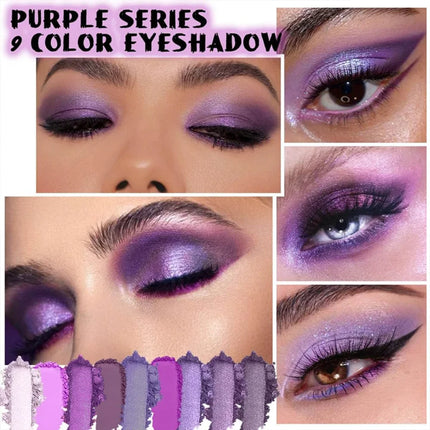 9-Color Purple Eyeshadow Palette – Matte & Shimmer, Waterproof Long-Lasting, Smoky & Natural Looks, Unisex