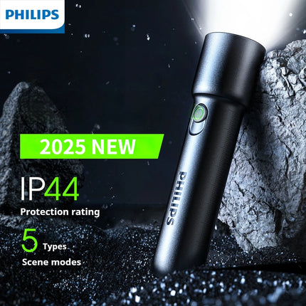 Philips 2025 New EDC SFL1235 Portable Flashlight Rechargeable LED Flashlight, Self-defense, Camping Portable Flashlight