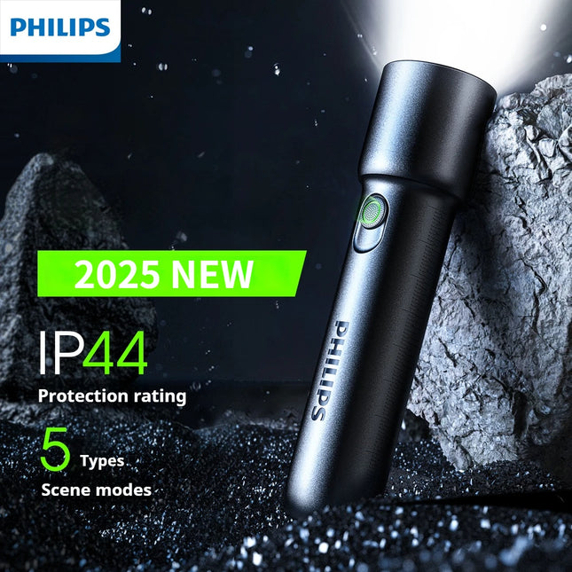 Philips 2025 New EDC SFL1235 Portable Flashlight Rechargeable LED Flashlight, Self-defense, Camping Portable Flashlight