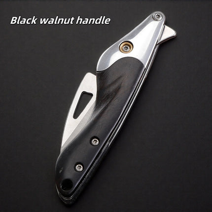 Black Walnut Handle Fruit Knife With High Hardness And Sharp Edge Made Of 7CR17 Stainless Steel Compact Folding Small Knife