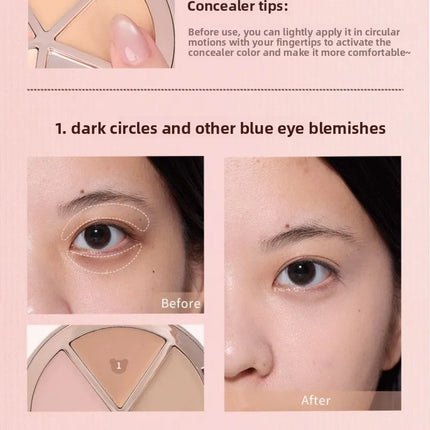 FLOWER KNOWS THE SWEETIE BEAR 4-Color Concealer Brighten Palette Covering Dark Circles Full Coverage Contouring Foundation