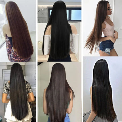 Long Synthetic Clip On Hair Extension 18-32inch Straight Hairpiece 16 Clips In Ombre Heat Resistant Fiber Women Girl Use Black L