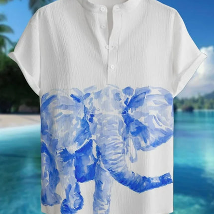 Men's polo shirt octopus print short-sleeved polo shirt summer fashion casual large size Hawaiian resort style printed top