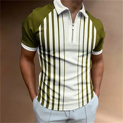 Men's Tops Polo Golf Men's King Print T Shirt High Quality Turndown Short Sleeve Zipper Pullover Original Golf Wear Men Clothing