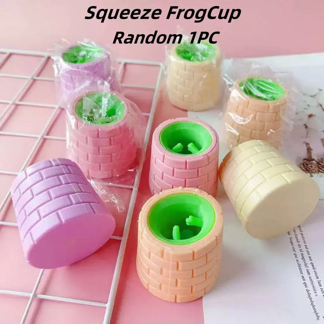 Squeeze Well Frog Cup Anti-Stress Pop Up Funny Cute Kawaii Children Toys Joke Decompression Fidget Sensory Stress-Relieving Gift