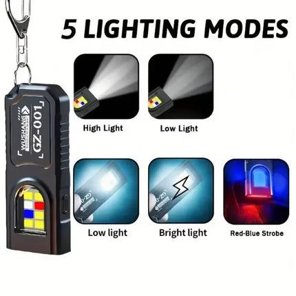 Rechargeable Mini Keychain EDC Flashlight Super Bright Magnetic Torch Light with Pen & Hat Clip for Outdoor & Fishing