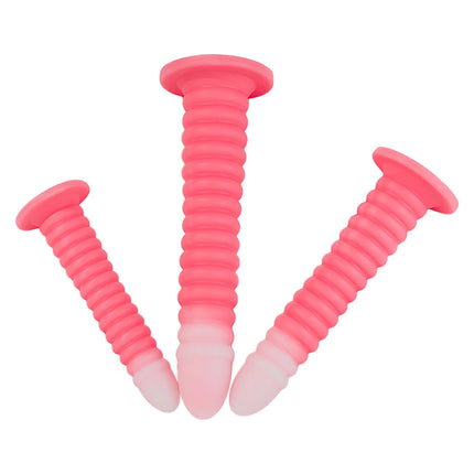 Gradient Pink Anal Plug Massager With Threaded Suction Cup Rear Multi-size Unisex Extra Long Anal Plug Adult Erotic Sex Toys