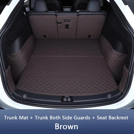 For Tesla Model Y Juniper / 3 Highland 2025-2026 Front Rear Trunk Mat Leather Full Coverage Trunk Both Side Guard Protective Pad