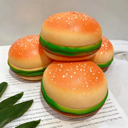 Realistic Hamburger Squishy Toy Soft Elastic Burger Model Freely Squeeze Stretch Portable Stress Relief Artifact For Daily Relax