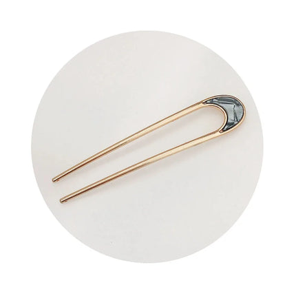 Fashion Luxury Hair Clips Silver Gold Hair Accessories Elegant Enamel Hairpin For Women Metal U Shape Hair Stick Alloy Ornament