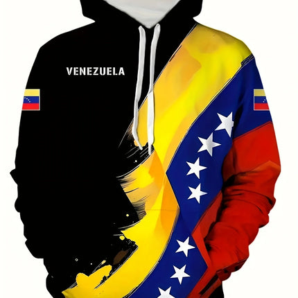 The new men's hoodie for the autumn of 2025 features a casual and fashionable 3D national flag print on the street