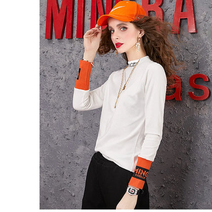 Autumn New Women's Long-sleeved T-shirt Half-high Collar Women's Top Woman clothing Female clothing