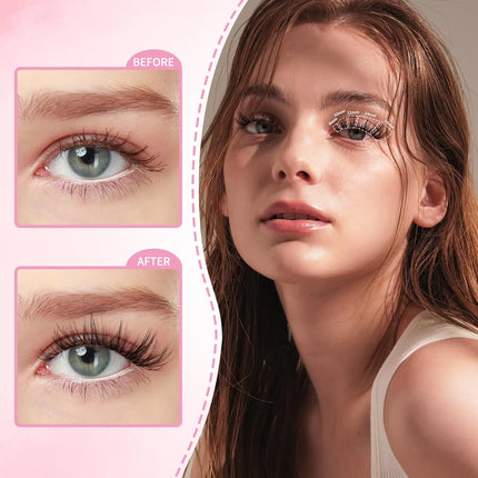 uCoolMe Born 3D ViVi Lashes With Invisible Band Home DIY Super Soft Lightly Fluffy D Curl Eyelash Extension Makeup Tool For Girl