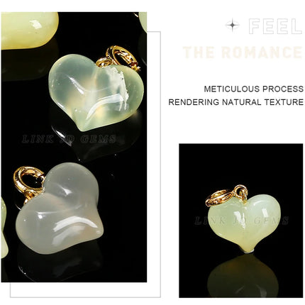 1 Pc Natural Stone Light Green Jade Heart Shape Bead Random Color Pendant For Jewelry Making Diy Necklace Bracelet Accessory