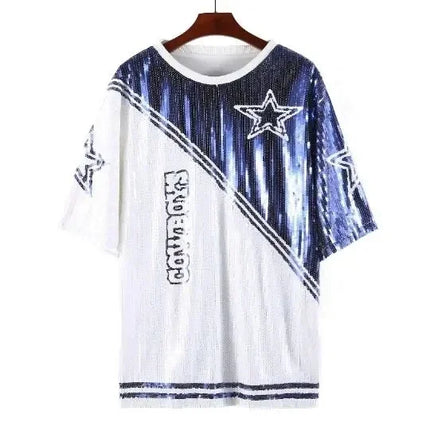 2025 New Cowboy Baseball Football Game Female Tops Sequin Women Jersey Dress