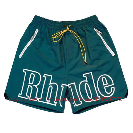 2026 New  RHUDE Men's Print Casual Shorts Loose Fit Nylon Drawstring Basketball Street Beach Shorts with Pockets Fast Delivery
