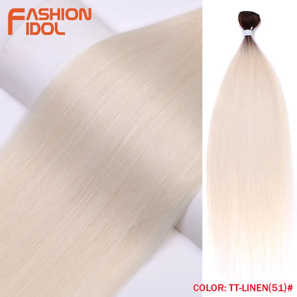 FASHION IDOL Synthetic Hair Bundles 30 inch Salon Yaki Straight Hair Ombre Red High Temperature Fiber Ponytail Hair Extensions