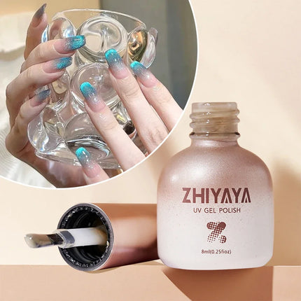 8ml Water Light Cat Eye Gel Nail Polish Nude Color Sparkling Glass Semi Permanent Jelly Moonlight Magnetic Nail Polish