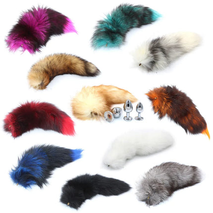 Changeable Anal Plug Fox Tails Metal Anal Sex Toys Butt plug Sex Games Role play Cosplay Toys  Drop Shipping