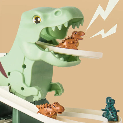 Toddler Dinosaur Climbing Slide Stairs Toy Race Track Game Set Electric Adventure Slide Roller Coaster with Light Music Kid Gift