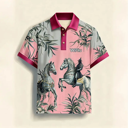 2026 New Men's Retro Equestrian Print Polo Shirt Comfortable Summer Outdoor Vacation Style Top WIFRU Casual Fashion Menswear