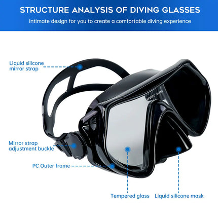 DEDEPU OEM Logo Anti-Fog Snorkel Mask – Silicone & Tempered Glass Diving Goggles for Freediving, Swimming and Scuba Diving