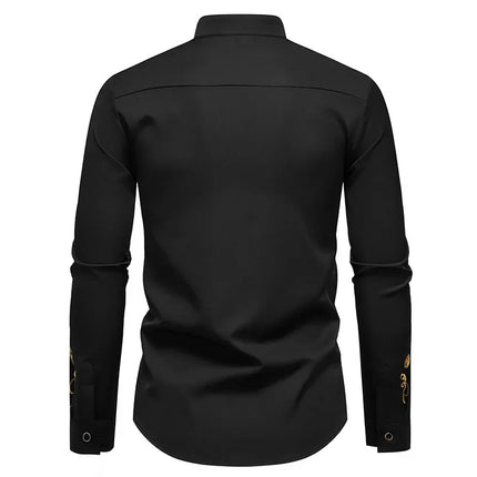 Retro Court Style Embroidered Long Sleeve Shirt Men's Collared Shirt Spring 2025 New Arrival Casual British Style Clothing