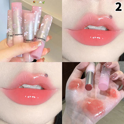- Cappuvini Flowery Dish Language Lip Gloss Mirror Lip Glaze Beep Lip Water Light Lasting Makeup Not Easy To Dip Cup Makeup -