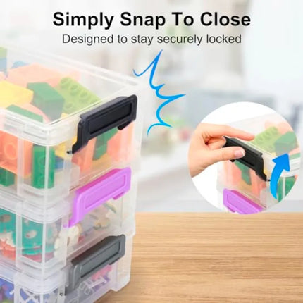 Clear Plastic Pencil Box - Extra Large Stackable with Secure Lid, Hard Storage Organizer Box for Crayons, Markers, Pens, Classr