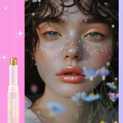 Jelly Eyeshadow Highlight Stick, Glitter Shimmer Long-Lasting High Pigment, Valentine's Day Party Beach Travel Holiday