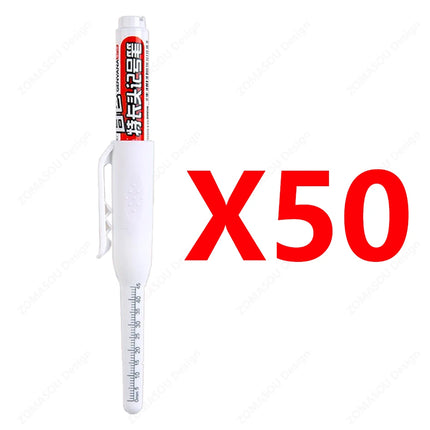 100-1Pcs 45mm Long Nib Head Carpenter Marker Pens White/Black/Blue/Red Hole Marker Pen for Measuring Woodworking Hand Tools